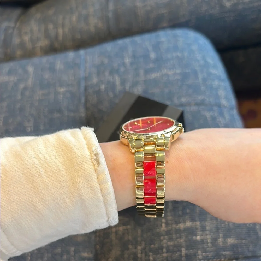 INC Red and Silver Watch